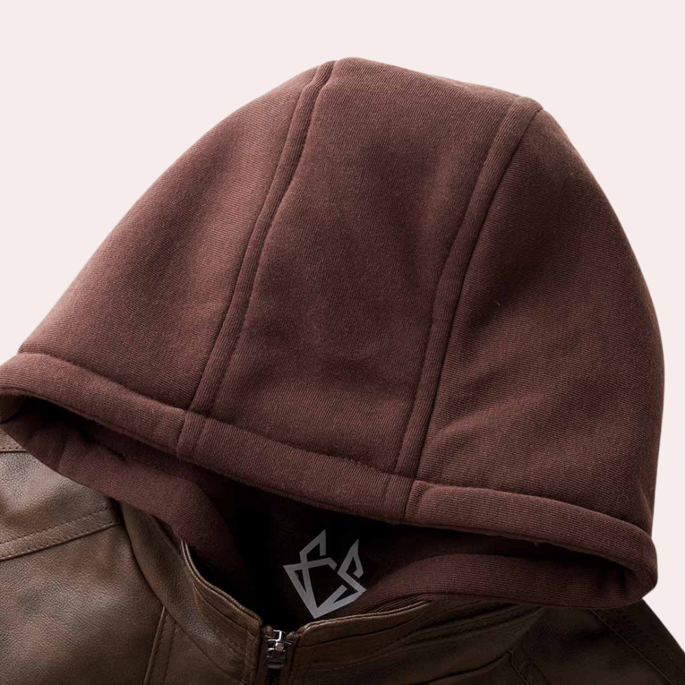 Mathias | Leather Hoodie Jacket