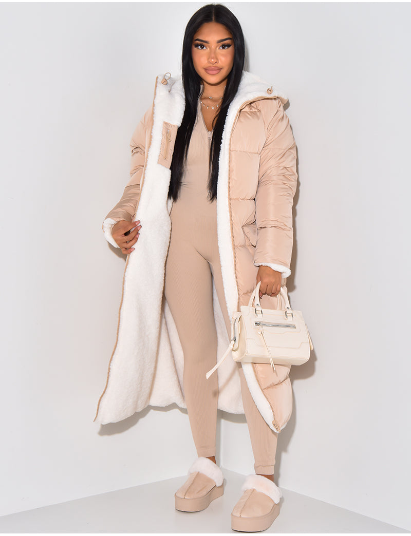 Scarlett | Long Puffer Coat with Fleece Lining and Hood