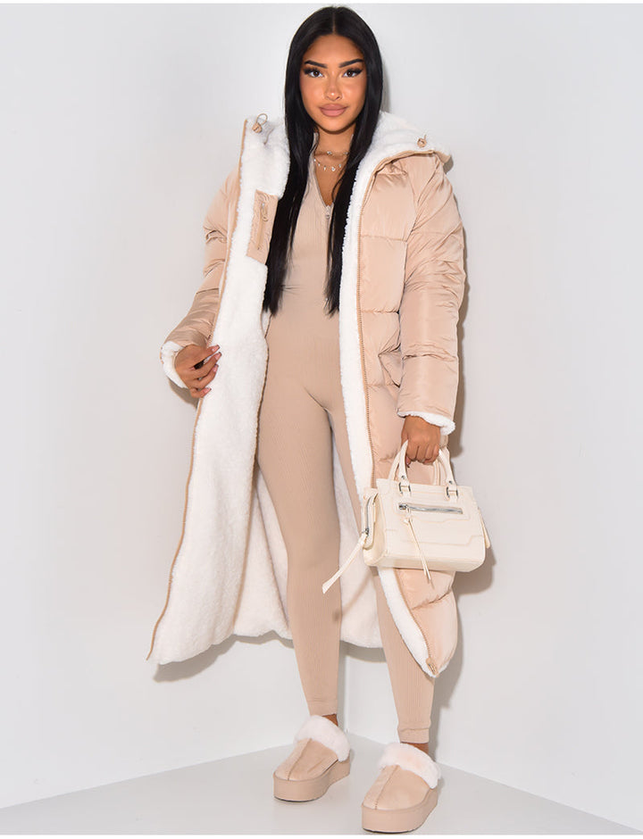 Scarlett | Long Puffer Coat with Fleece Lining and Hood