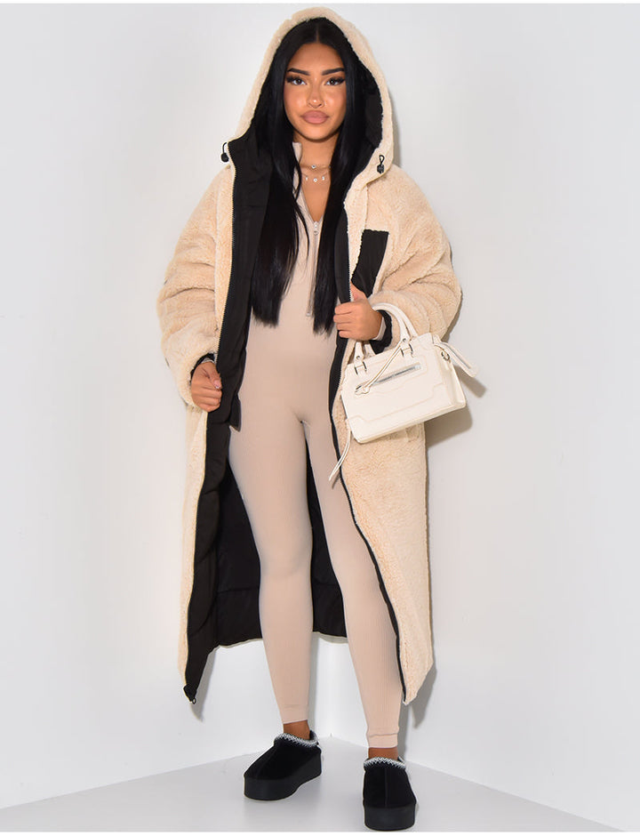 Scarlett | Long Puffer Coat with Fleece Lining and Hood