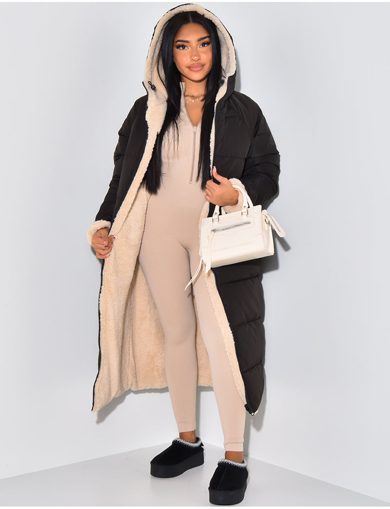 Scarlett | Long Puffer Coat with Fleece Lining and Hood