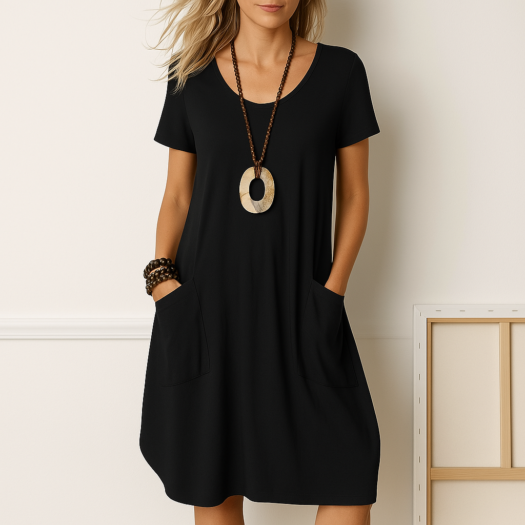 ALMARA | ELEGANT DRESS WITH DISCREET TUMMY COVERAGE