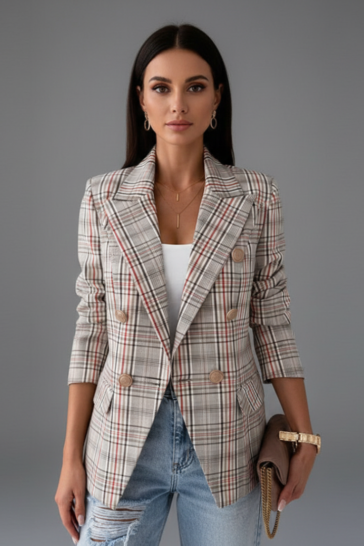 Women’s Blazer with Lapels and Textured Surface
