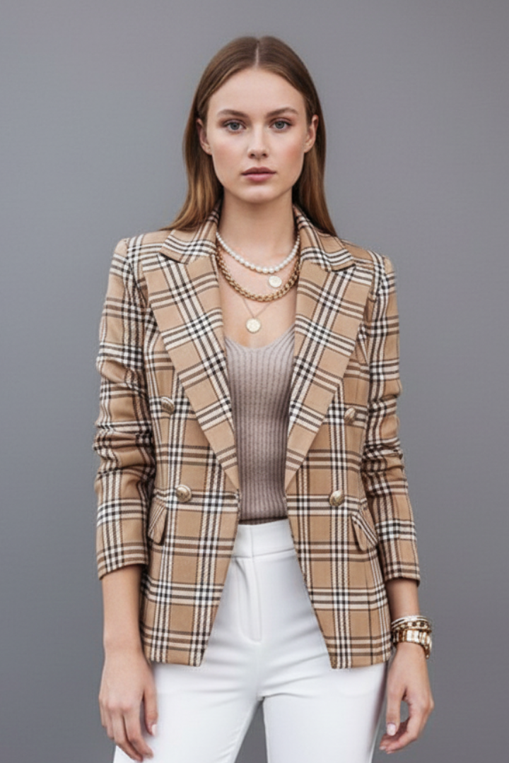 Women’s Blazer with Lapels and Textured Surface