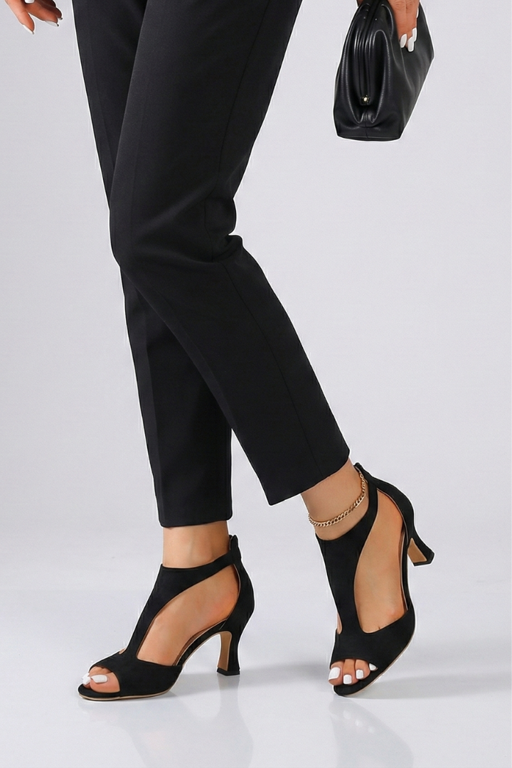 Women’s Open-Toe Heels with Cut-Out Upper and High Heel
