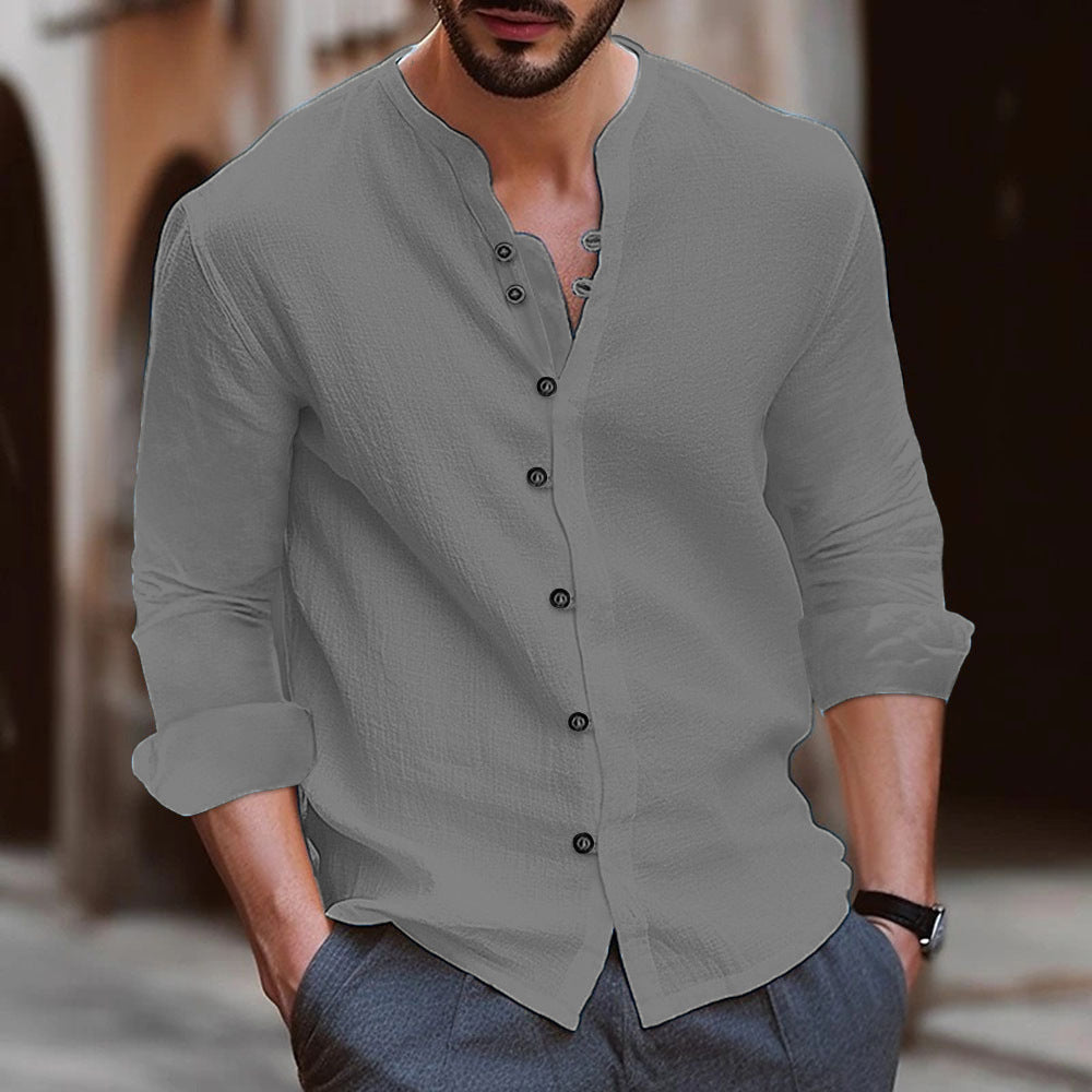 Zachary | Men's Summer Shirt With Mandarin Collar