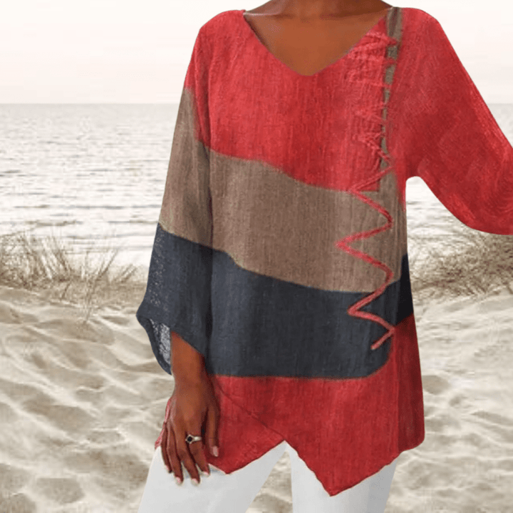 Brenda | Stylish Color-Block V-Neck Top