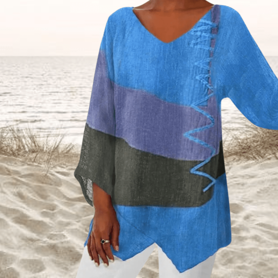 Brenda | Stylish Color-Block V-Neck Top