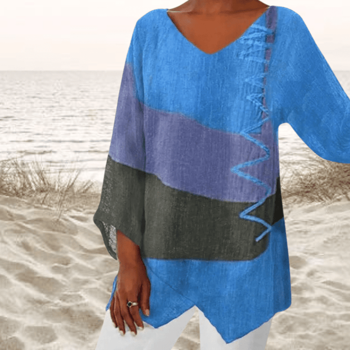 Brenda | Stylish Color-Block V-Neck Top
