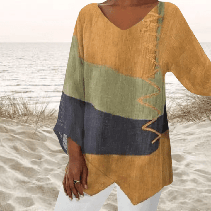 Brenda | Stylish Color-Block V-Neck Top