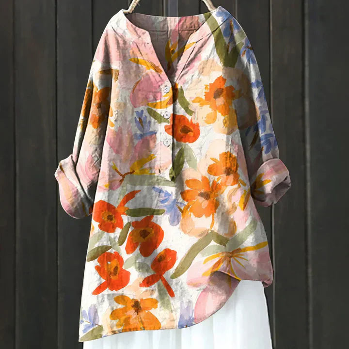 Reece | Stylish Floral Button-Up Tunic Shirt