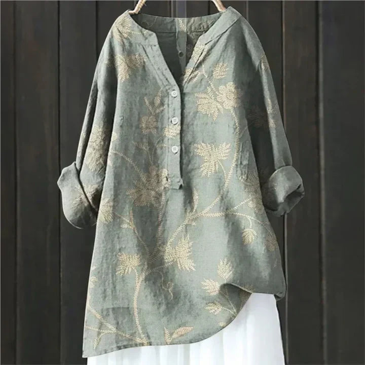 Reece | Stylish Floral Button-Up Tunic Shirt