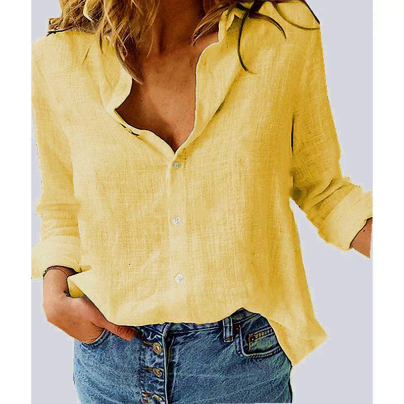 Cathy | Relaxed Bird-Print Button-Up Blouse