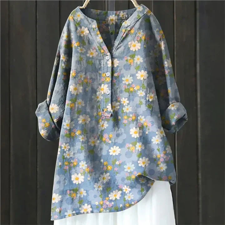 Reece | Stylish Floral Button-Up Tunic Shirt