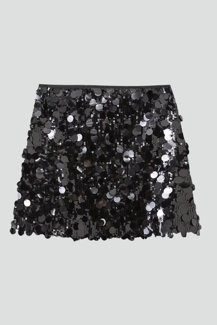 Women’s Sequin Skirt with Fitted Cut and Sparkle Surface