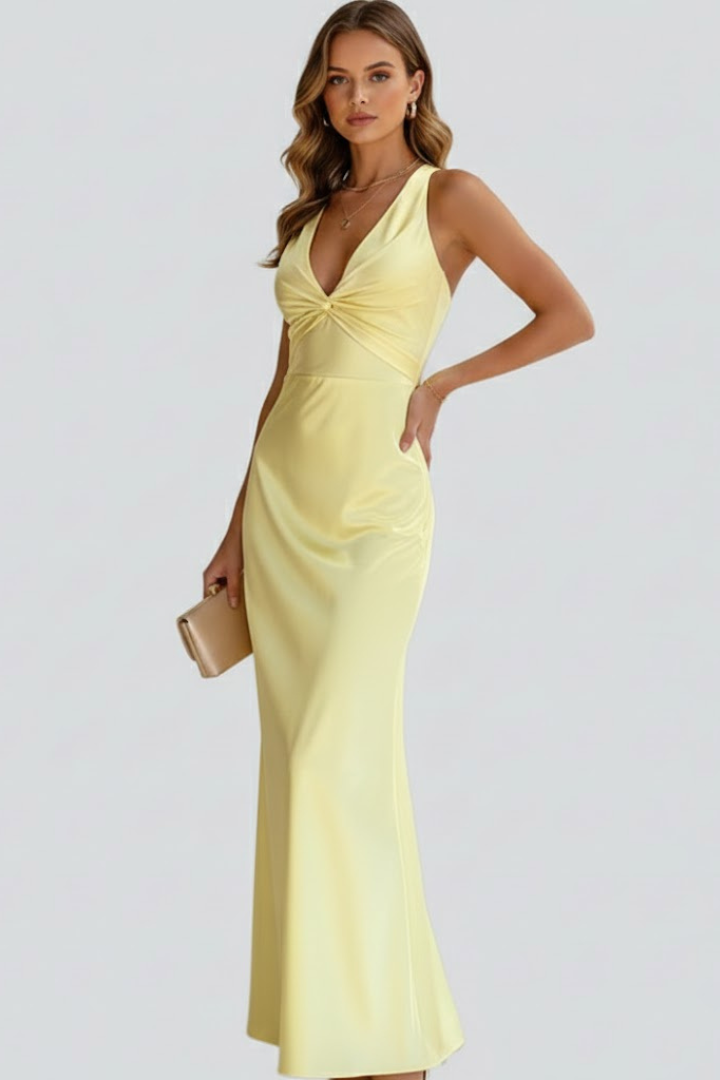 Women’s Maxi Dress with V-Neck and Fitted Waist
