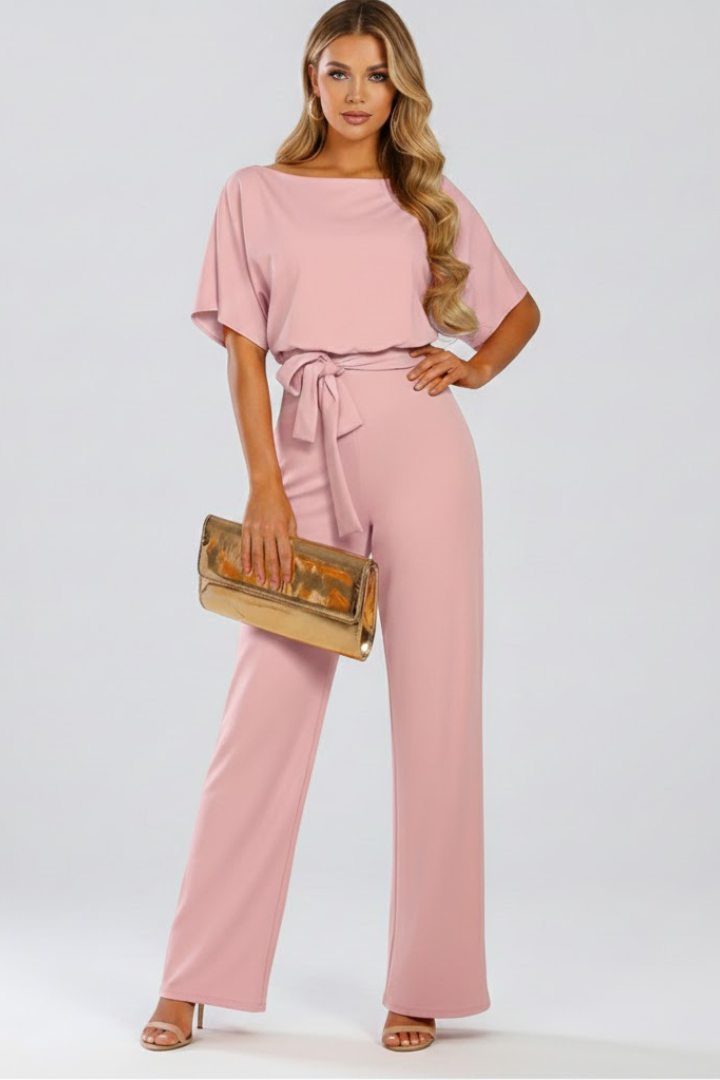 Women’s Jumpsuit with Belt and Wide Legs