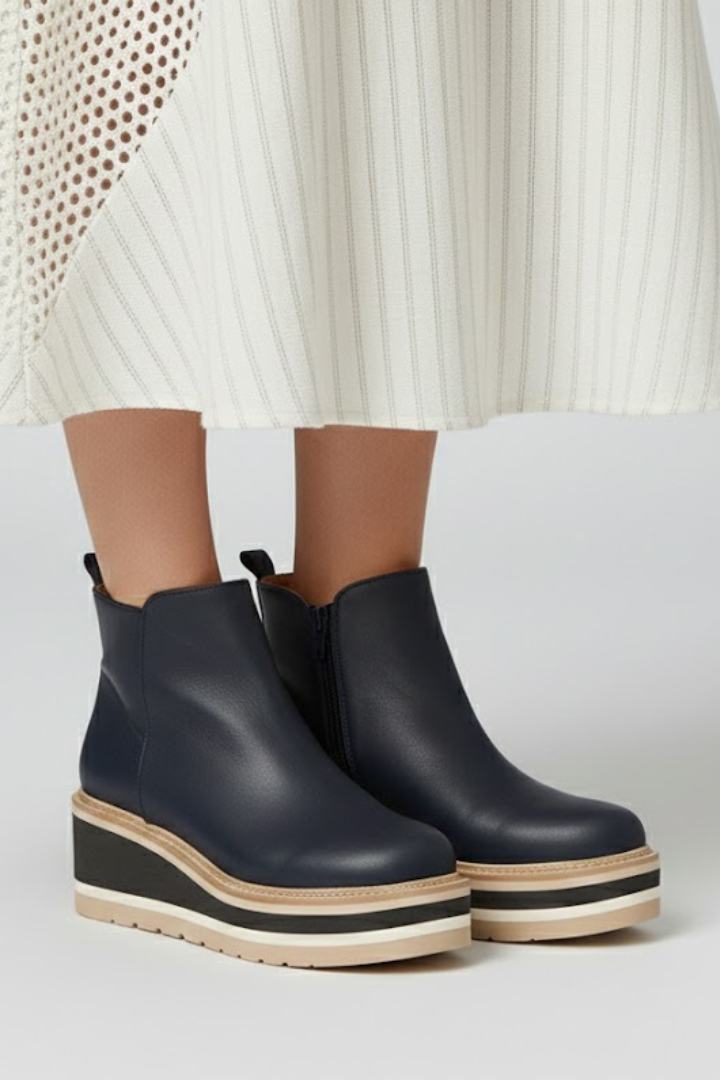 Women’s Ankle Footwear with Airflow Panels and Low Block Heel