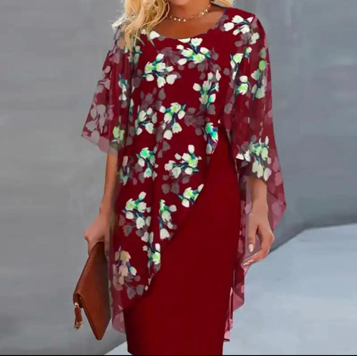 Margie | Floral Sheer Capelet Dress