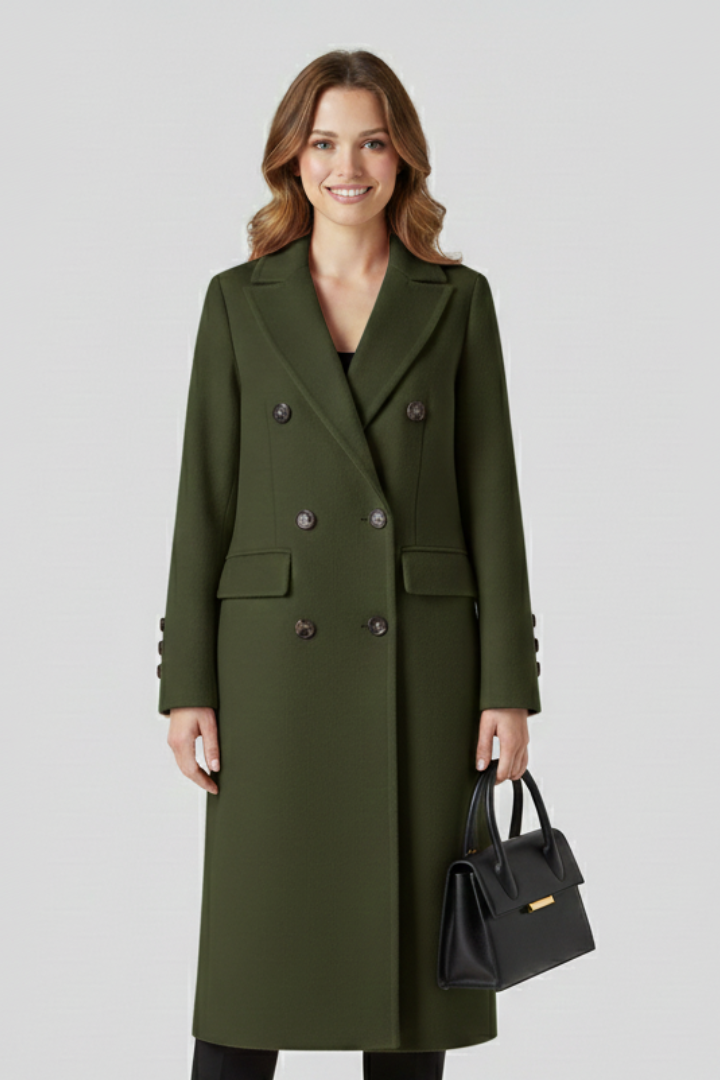 Women Coat with Lapel Collar and Button Closure
