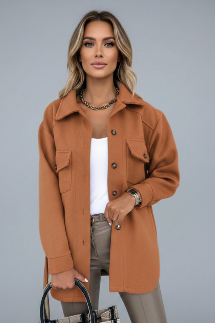 Women Jacket with Buttons and Chest Pockets