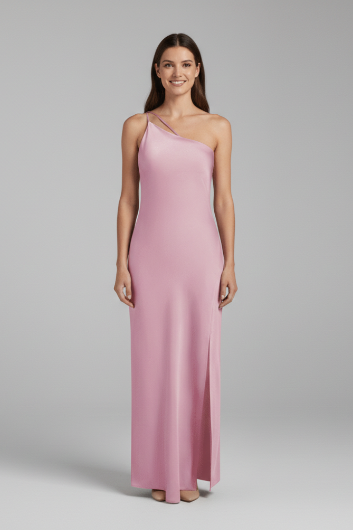Women Maxi Dress with One Shoulder and Side Slit