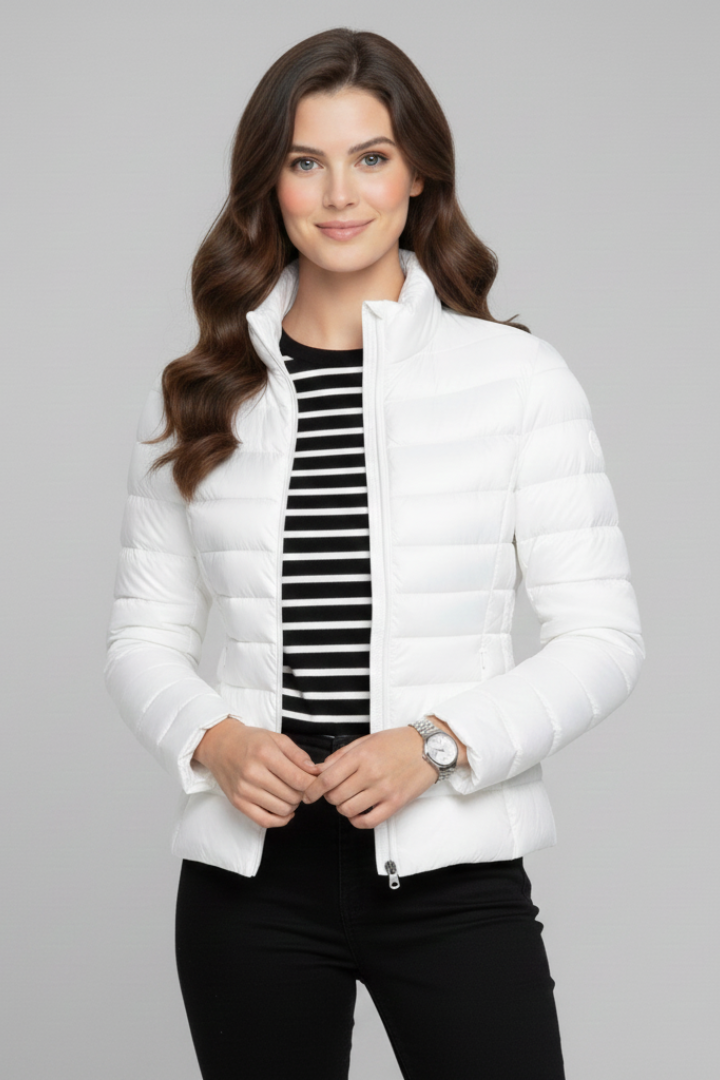 Women Quilted Jacket with Stand Collar and Zipper