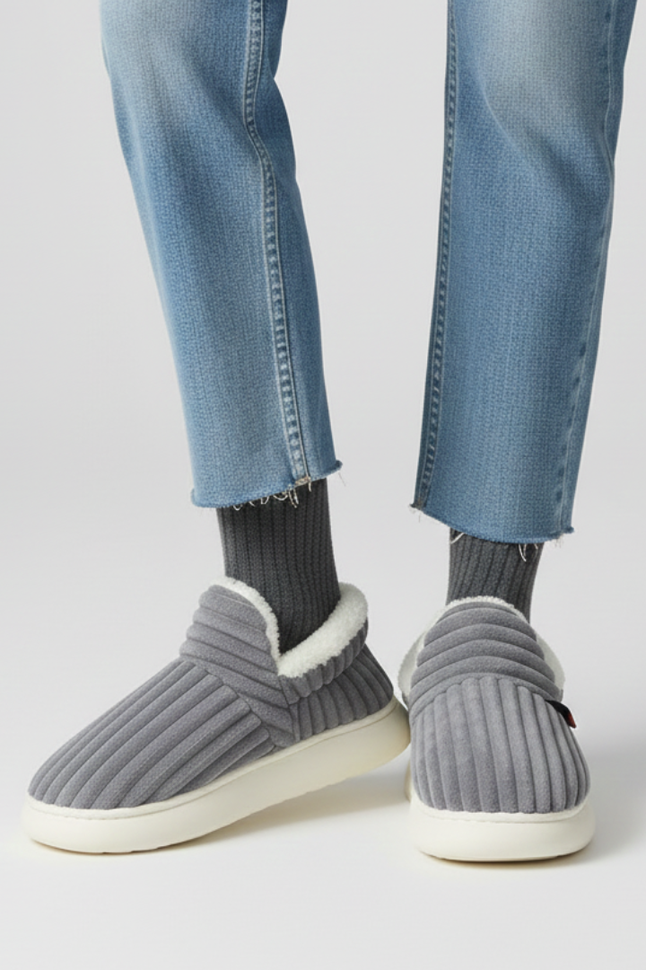 Women Slippers with Ribbed Upper and Inner Lining