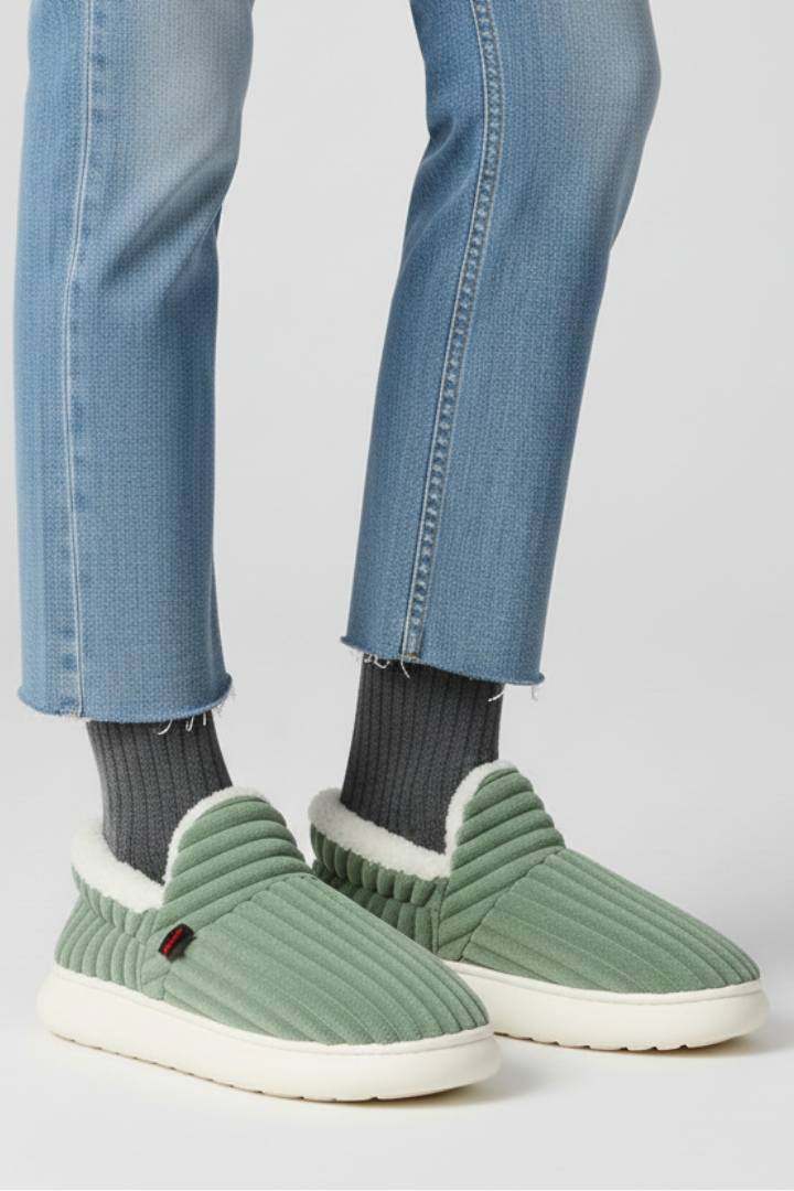 Women Slippers with Ribbed Upper and Inner Lining