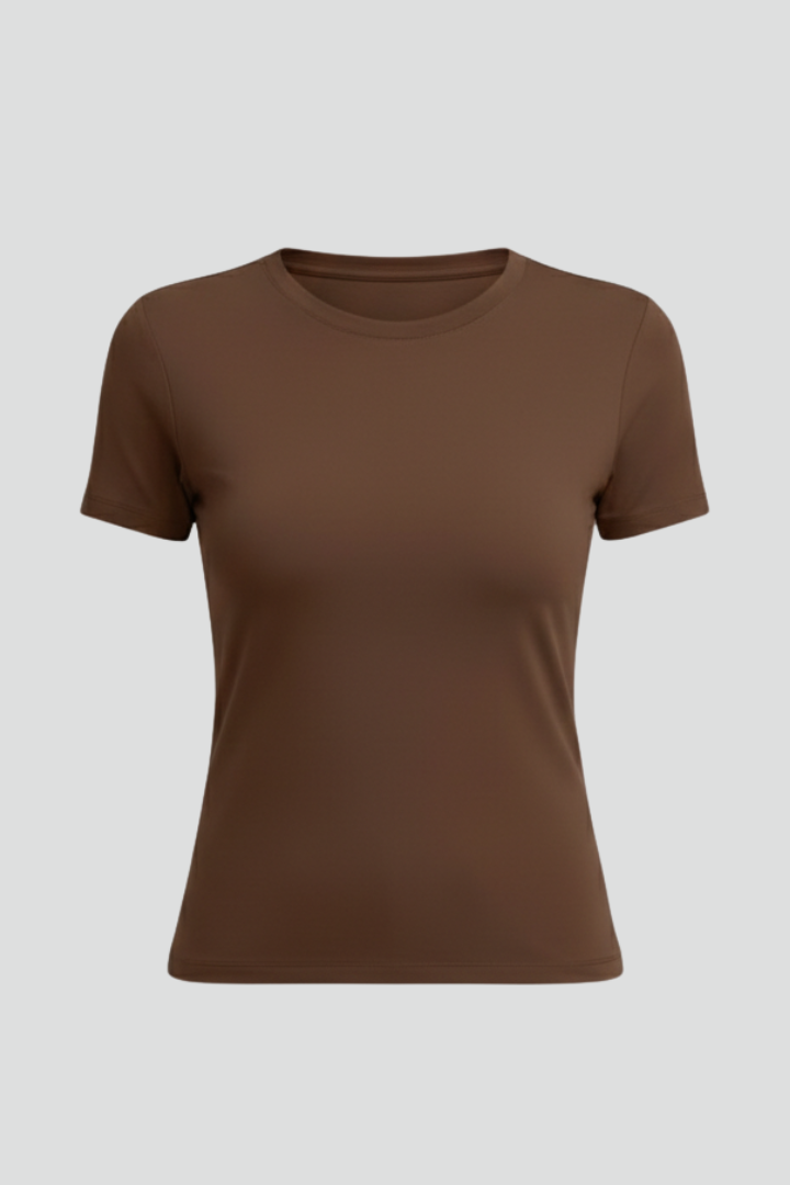 Women T-Shirt with Round Neckline and Fitted Cut