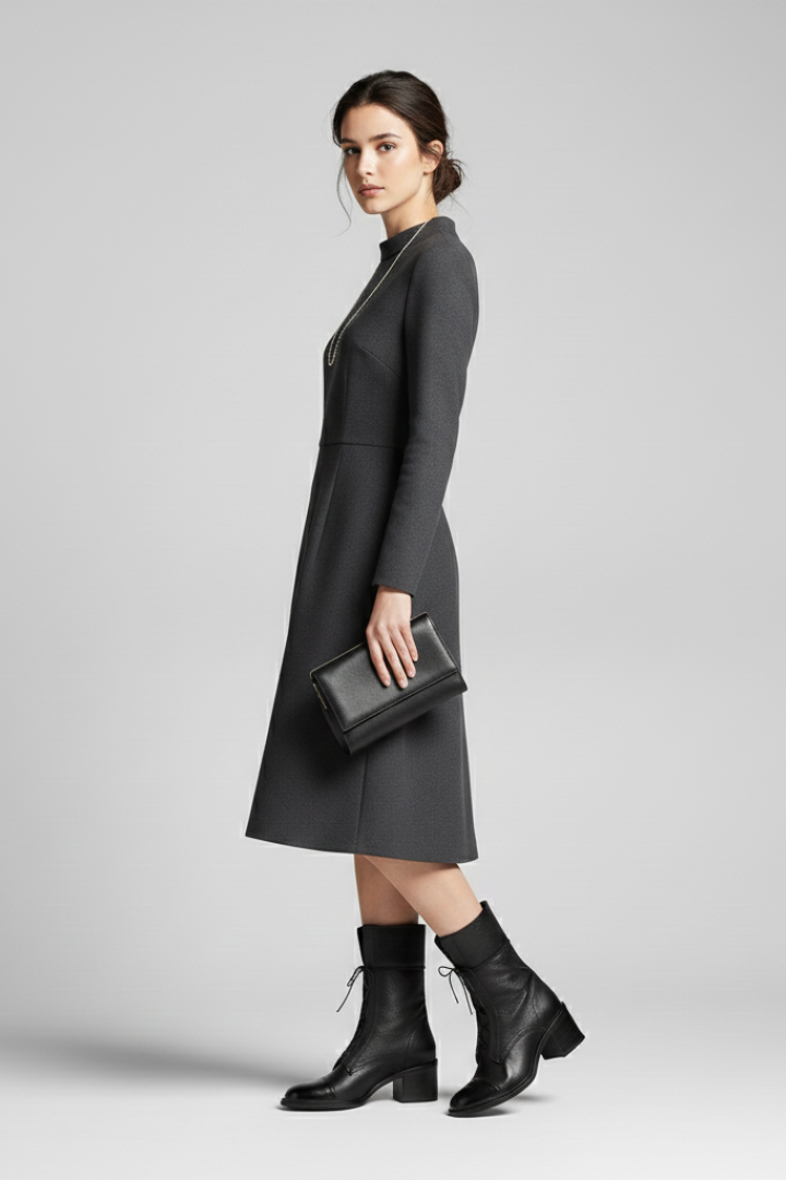 Women’s Ankle Boots with Lace Fastening and Block Heel