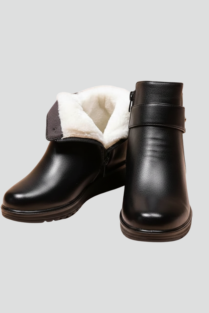 Women’s Ankle Boots with Side Zipper and Faux Fur Lining