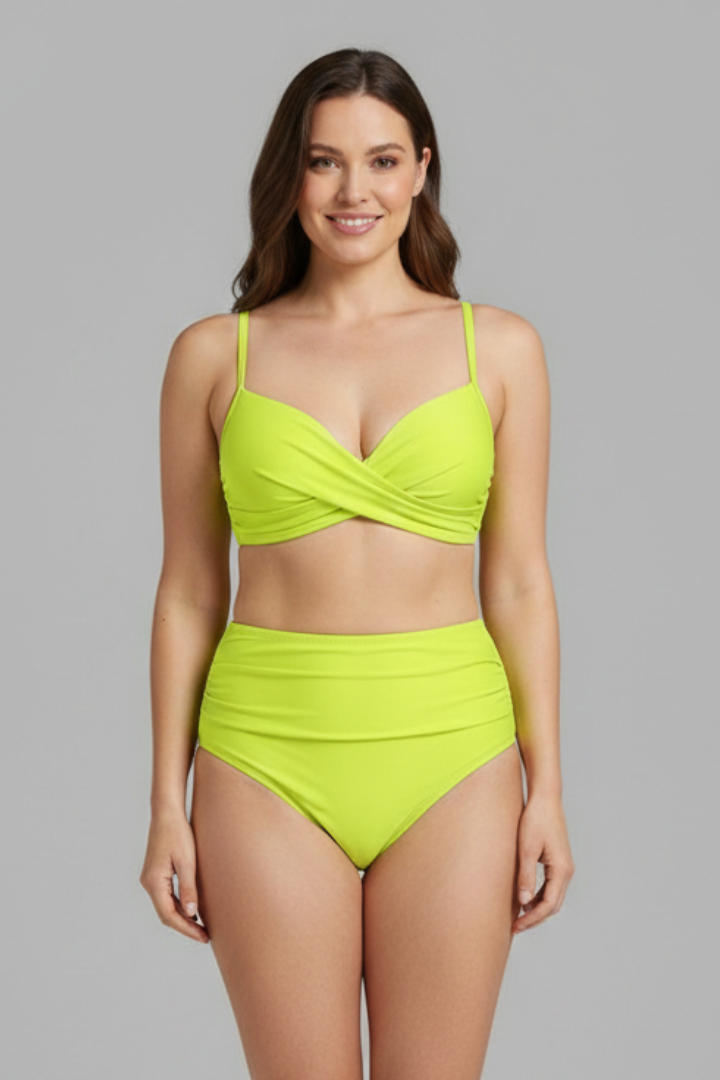 Women’s Bikini Set with Cross Top and Ruched Bottom