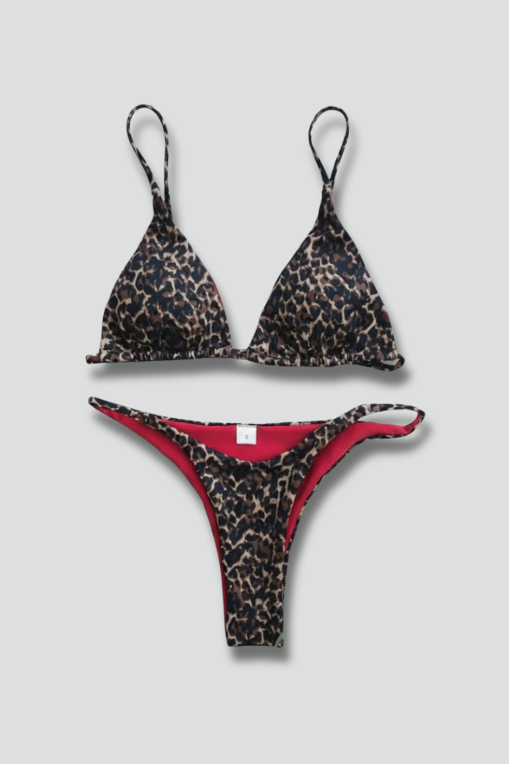 Women’s Bikini Set with Triangle Top and Printed Bottom