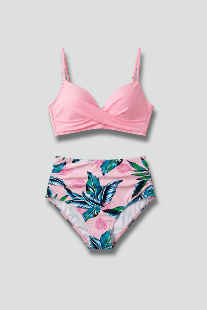 Women’s Bikini Set with Twist Top and High Waist