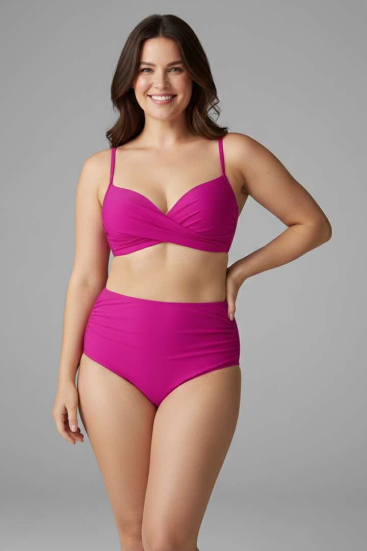 Women’s Bikini Set with Twist Top and High Waist