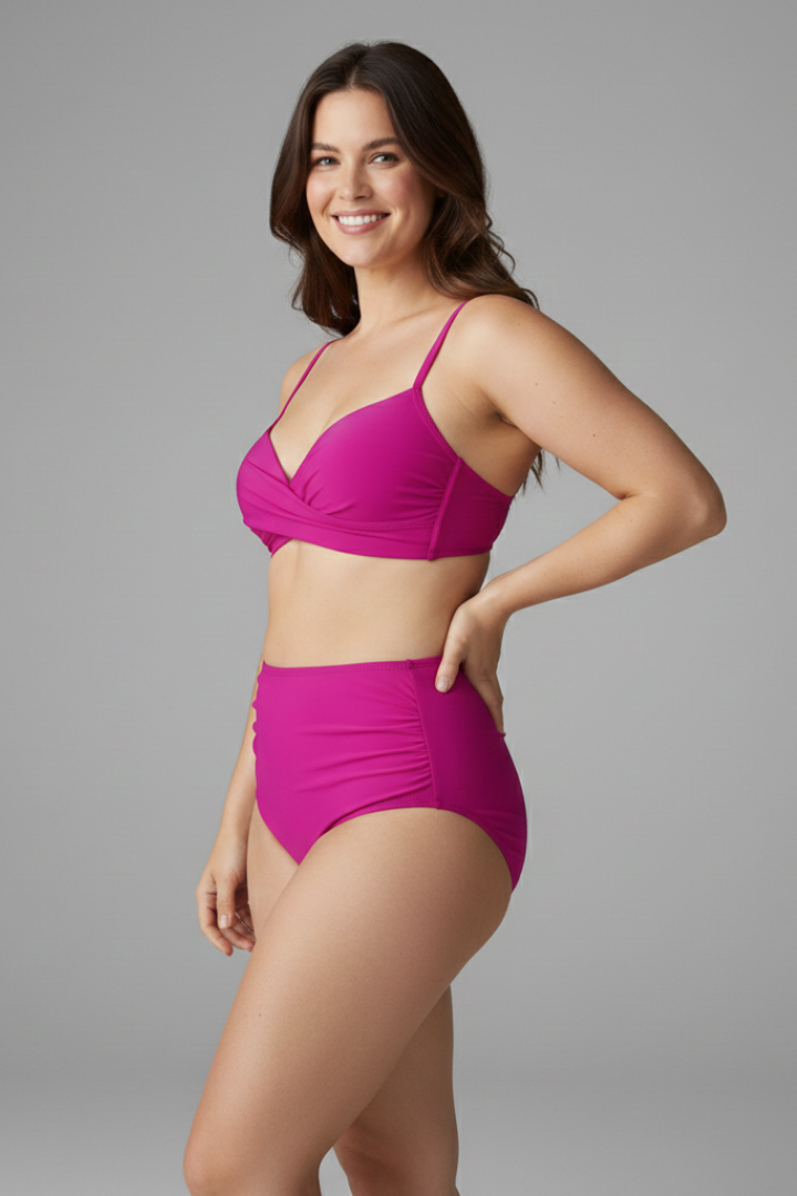 Women’s Bikini Set with Twist Top and High Waist