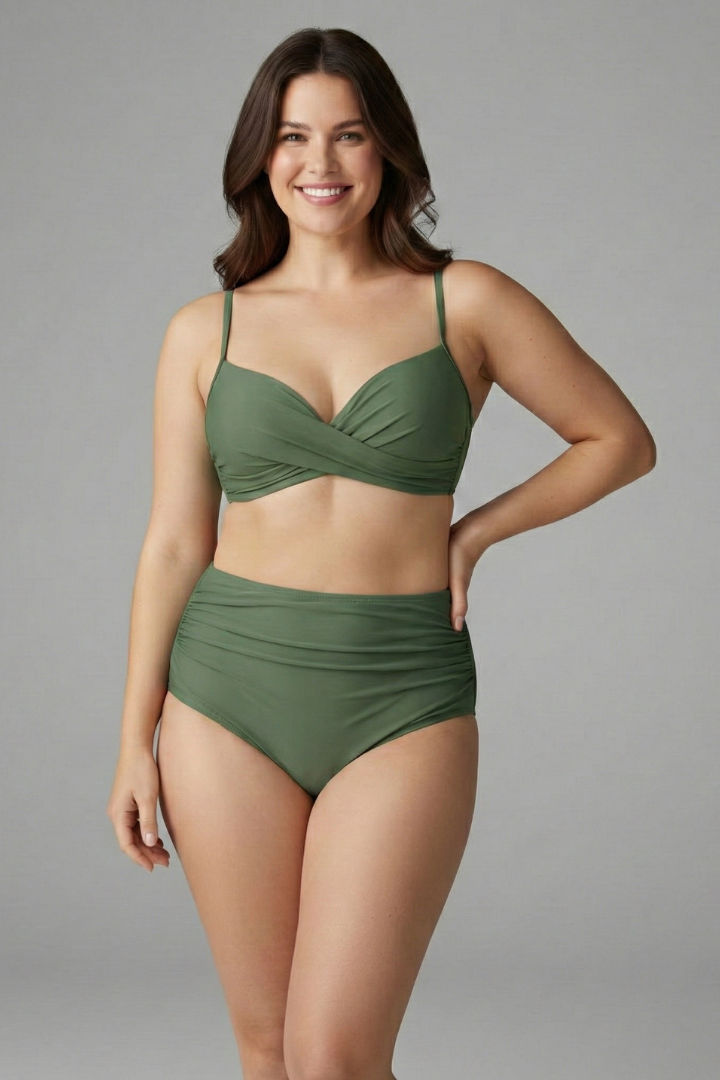 Women’s Bikini Set with Twist Top and High Waist