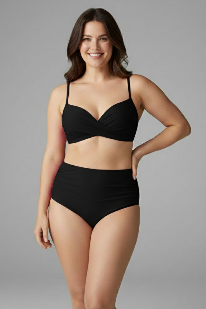 Women’s Bikini Set with Twist Top and High Waist