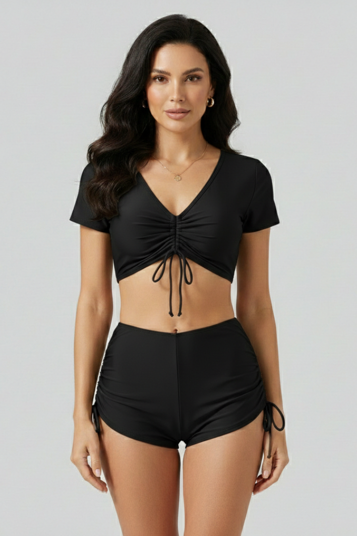 Women’s Bikini Set with V Neck and Side Ties