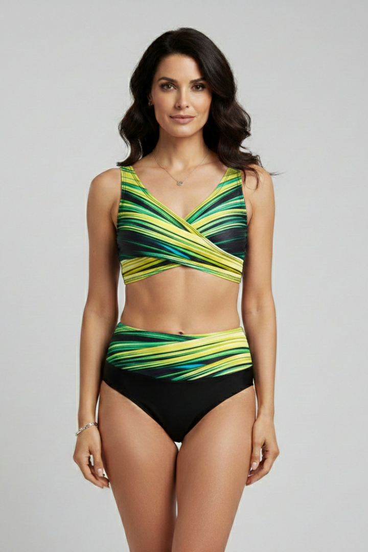 Women’s Bikini Set with Wrap Top and High Waist