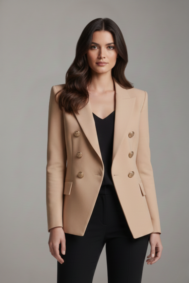 Women’s Blazer with Front Button Arrangement and Gold-Tone Buttons