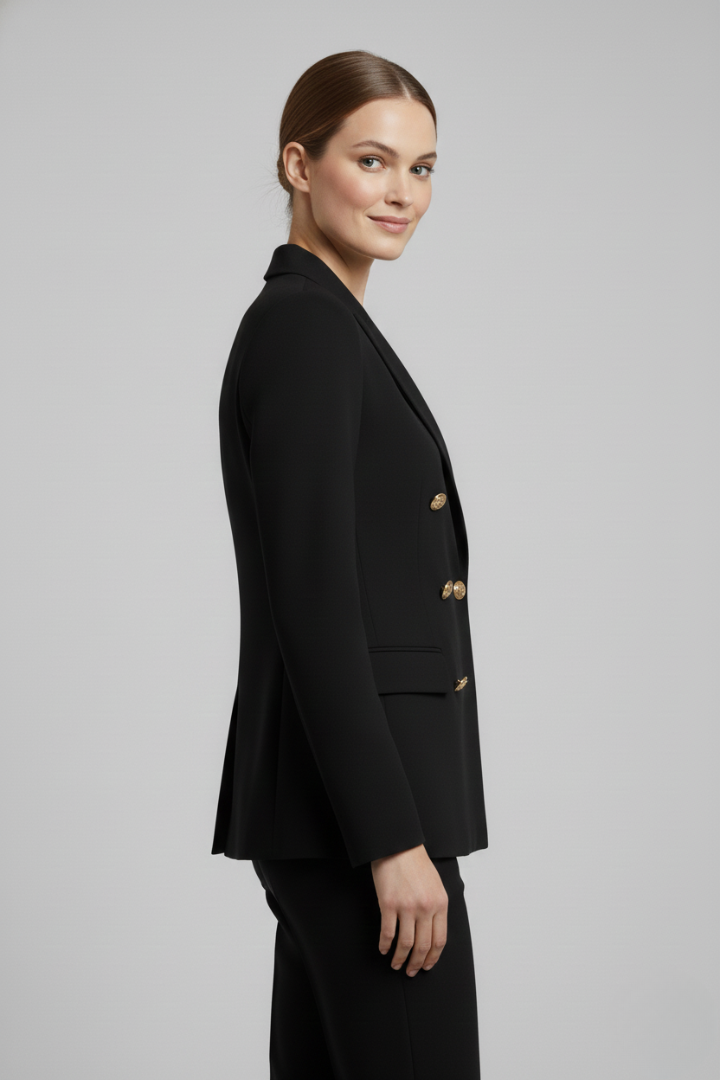Women’s Blazer with Front Button Arrangement and Gold-Tone Buttons