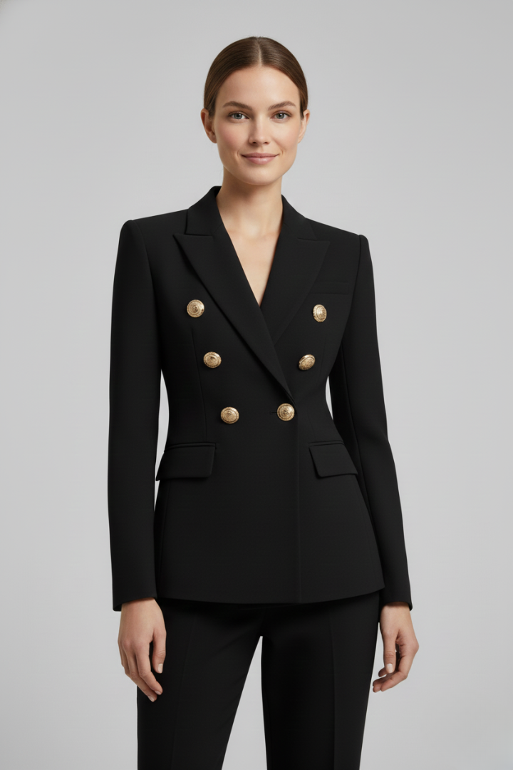 Women’s Blazer with Front Button Arrangement and Gold-Tone Buttons
