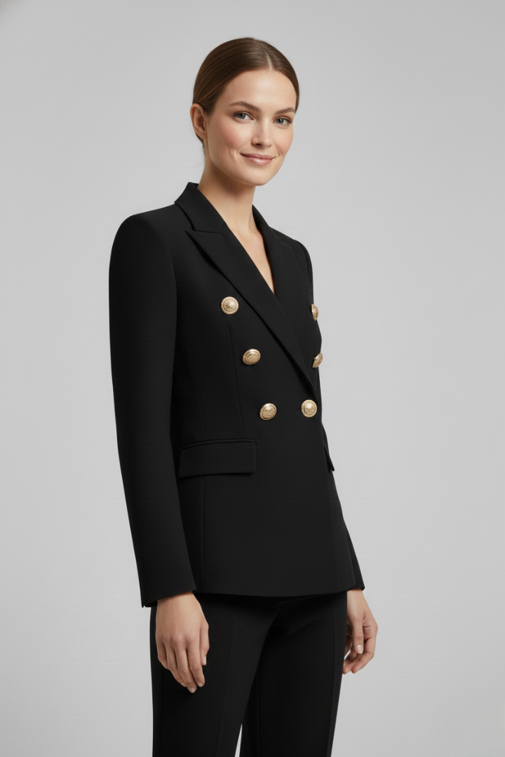 Women’s Blazer with Front Button Arrangement and Gold-Tone Buttons