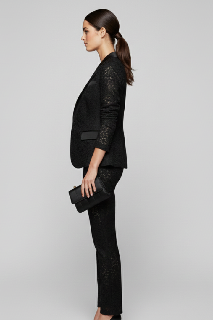 Women’s Blazer with Lace Surface and Shaped Silhouette