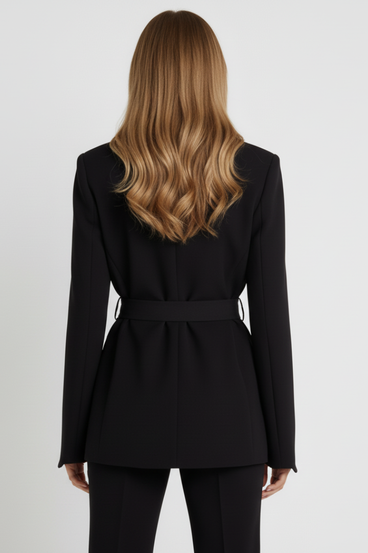 Women’s Blazer with Notched Lapel and Detachable Belt