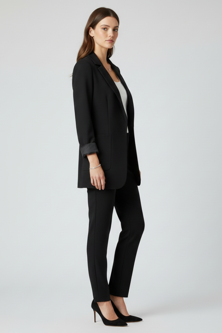 Women’s Blazer with Open Front and Structured Lapel