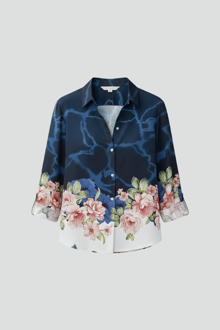 Women’s Blouse with Button Closure and Floral Print