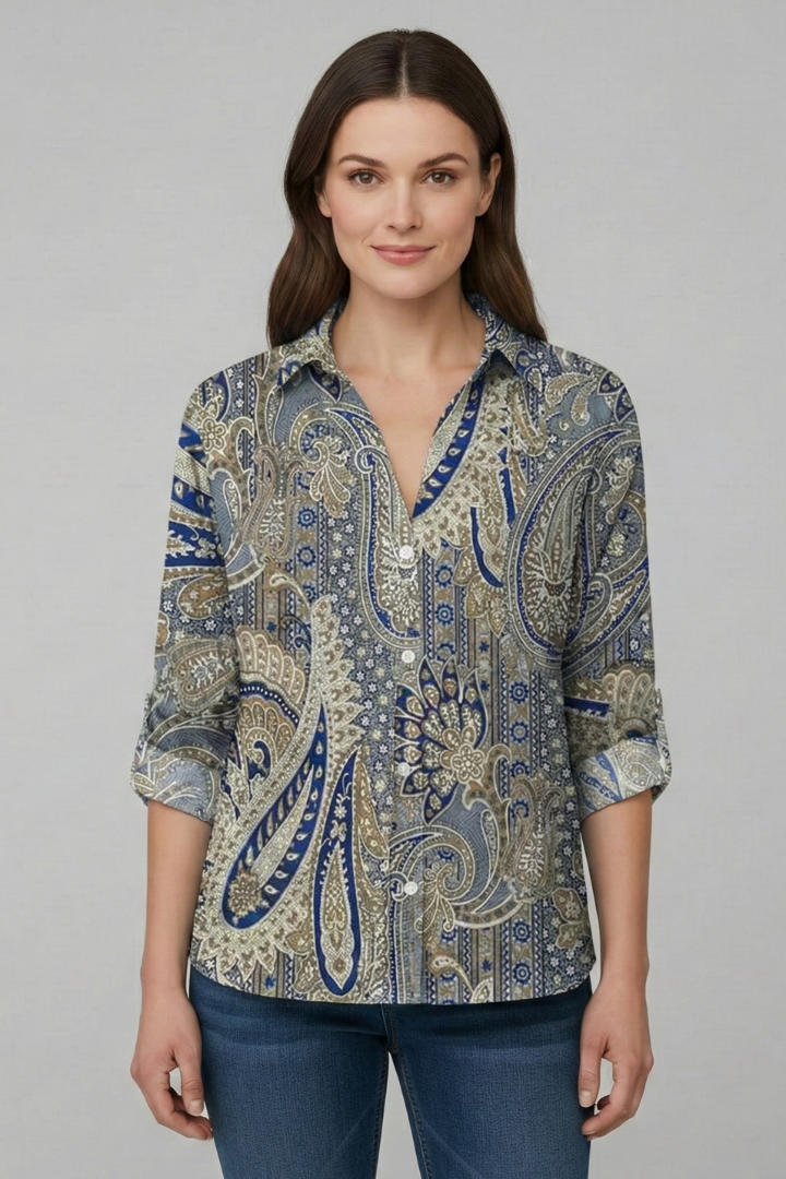 Women’s Blouse with Button Closure and Floral Print